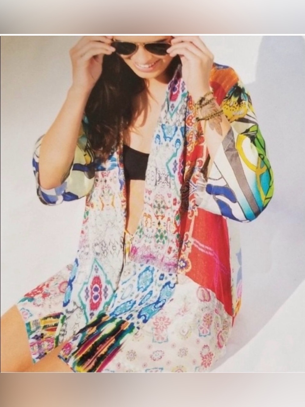 Johnny Was 100% silk patchwork kimono jacket